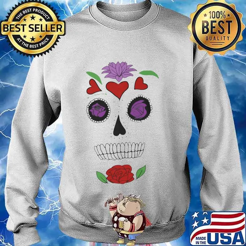 Sugar skull flowers hearts s Sweater