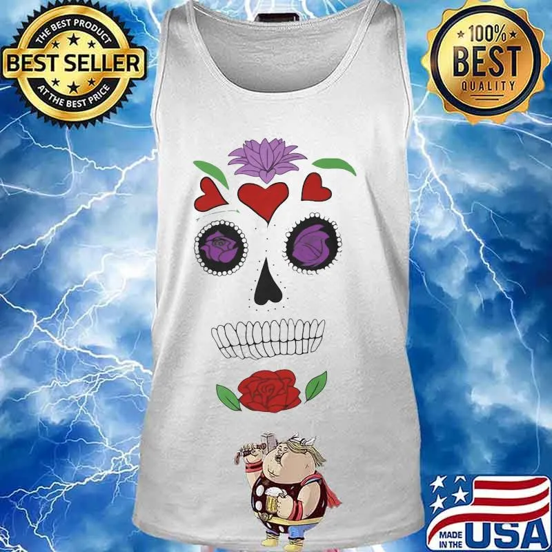 Sugar skull flowers hearts s Tank top