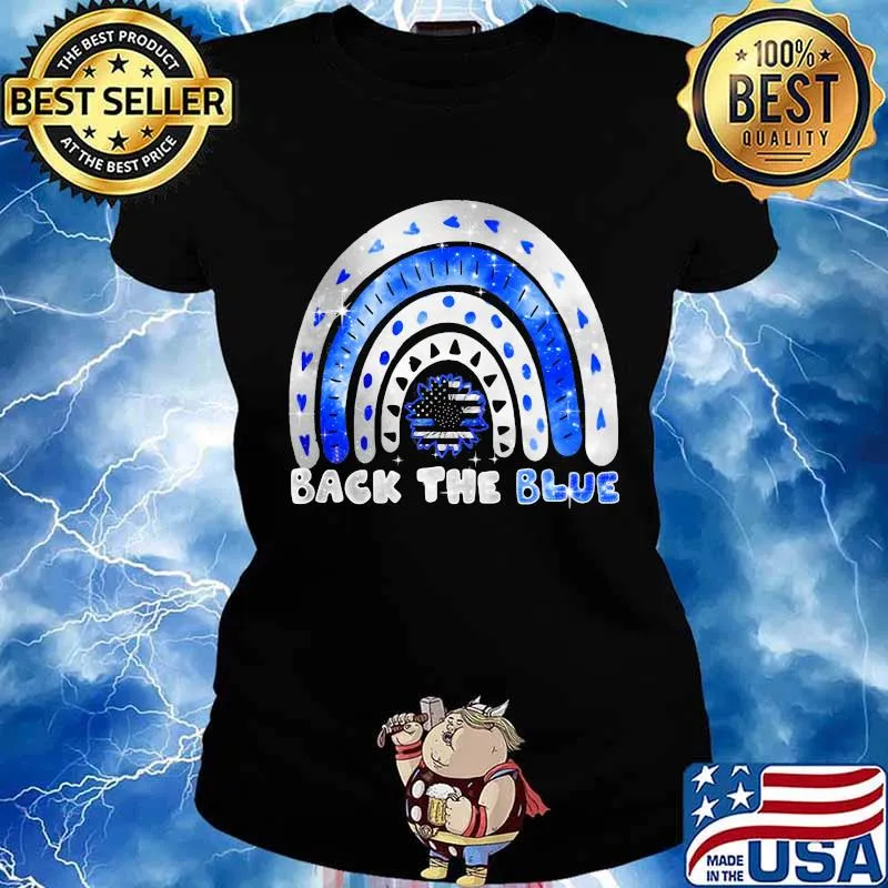 Sunflower back the blue american flag s Ladies tee