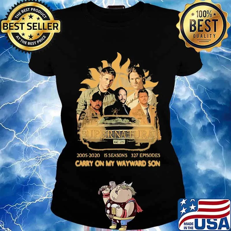 Supernatural 2005 2020 15 seasons 327 episodes carry on my wayward son s Ladies tee