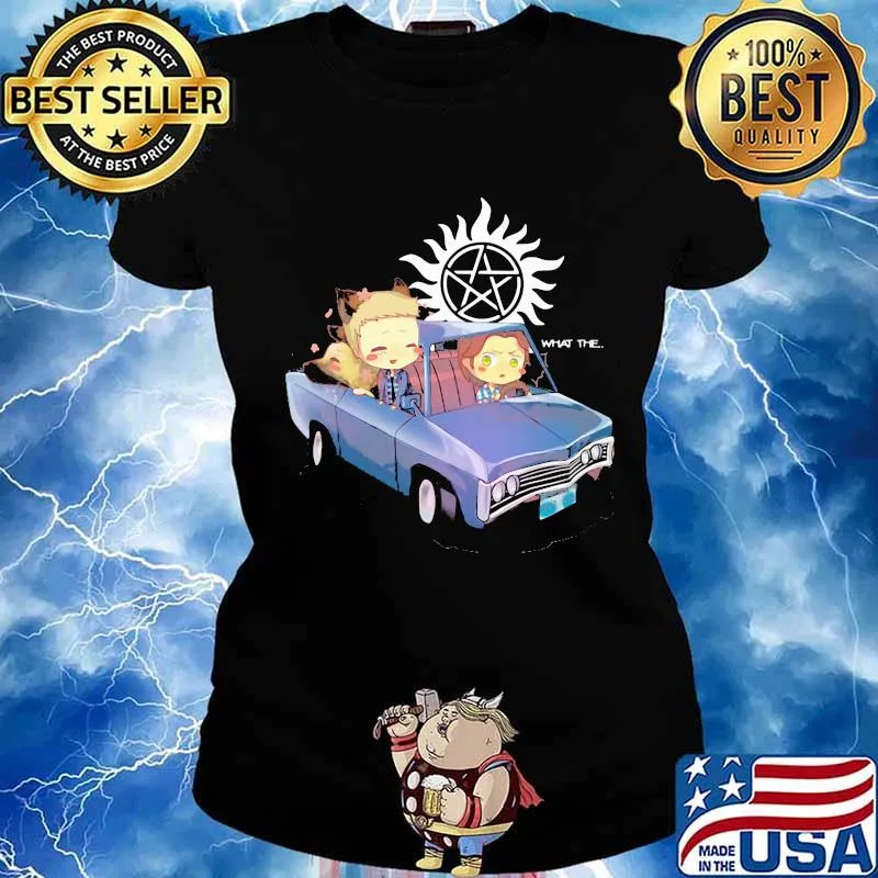 Supernatural characters chibi riding car what the s Ladies tee