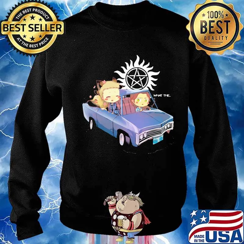 Supernatural characters chibi riding car what the s Sweater