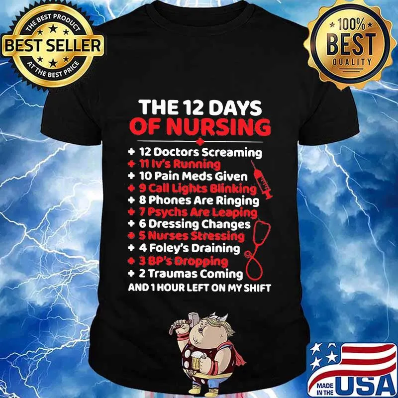 The 12 days of nursing 12 doctor screaming 11 iv's running medical quote shirt
