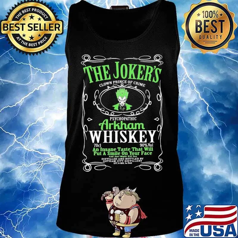 The joker's clown prince of crime psychopathic arkham whiskey s Tank top