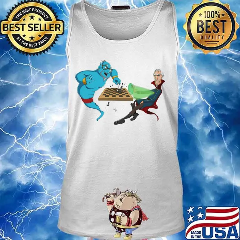 The magic lamp and old man witch playing chess cartoon character s Tank top