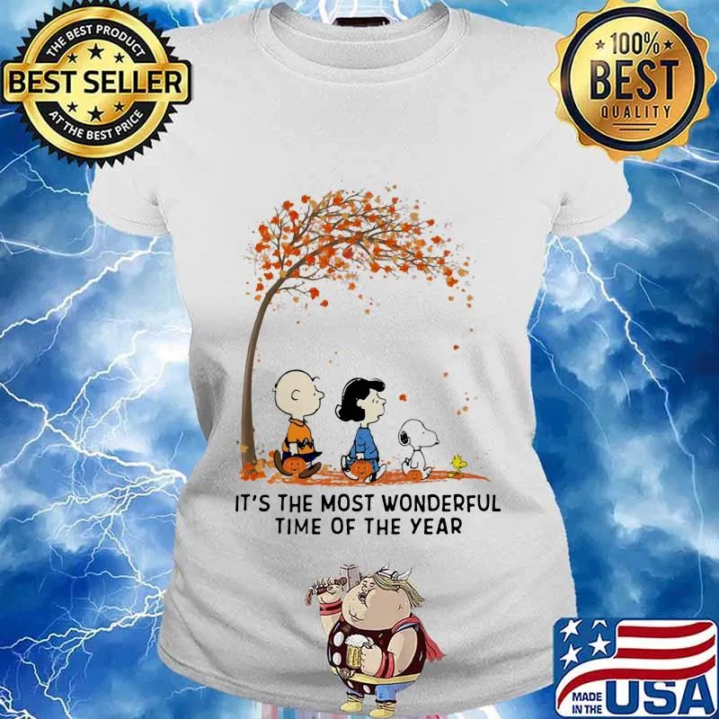 The peanuts it's the most wonderful time of the year leaves tree s Ladies tee