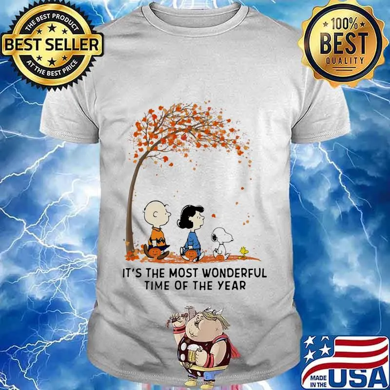 The peanuts it's the most wonderful time of the year leaves tree shirt