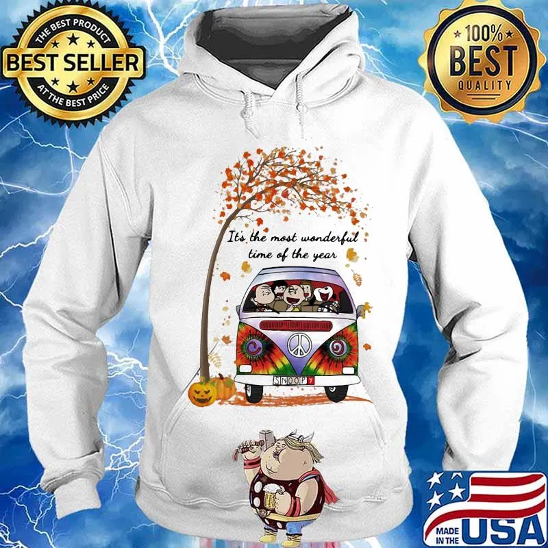 The peanuts riding peace bus it's the most wonderful time of the year leaves tree s Hoodie