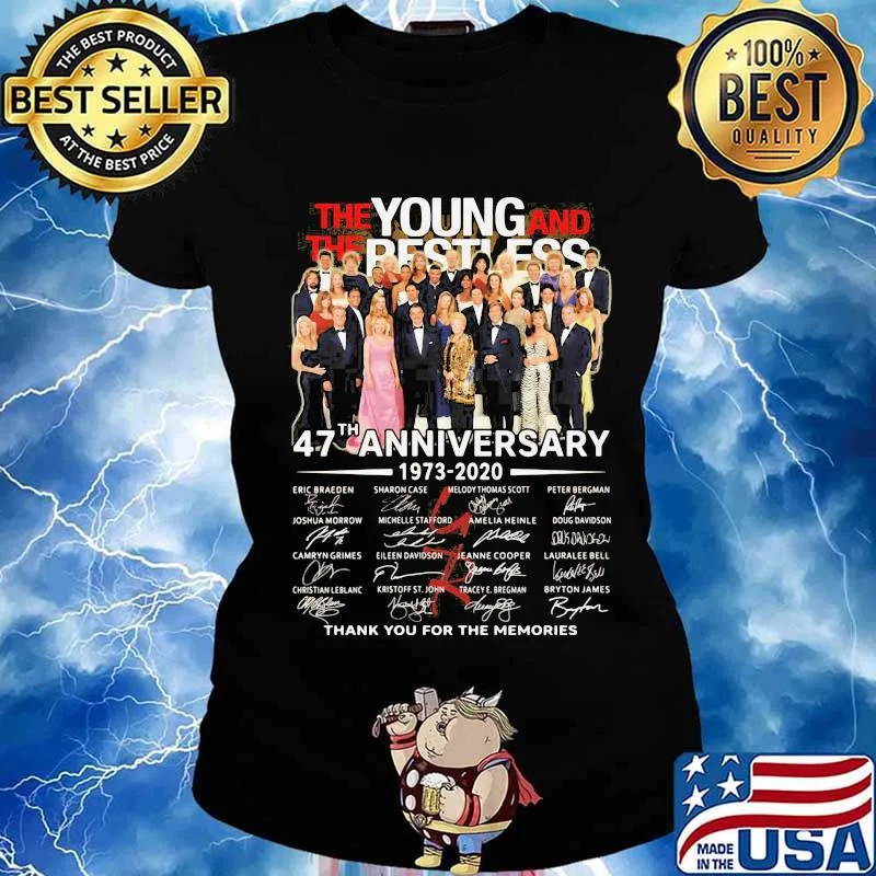 The young and the restless 47th anniversary 1973 2020 thank for the memories signatures s Ladies tee