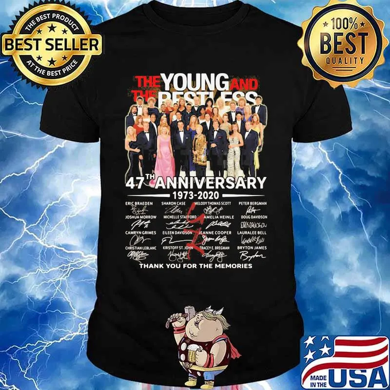 The young and the restless 47th anniversary 1973 2020 thank for the memories signatures shirt