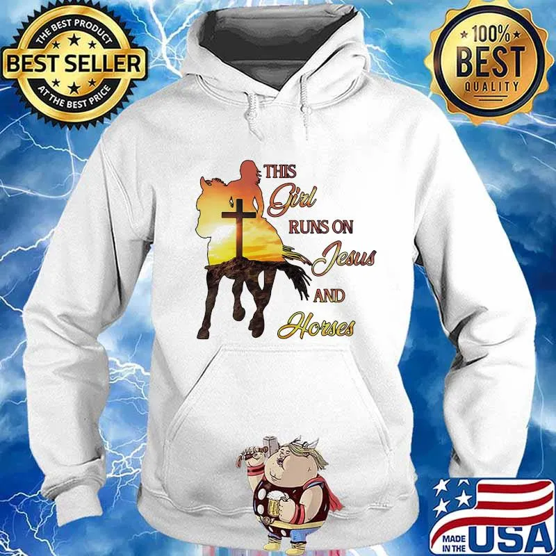 This girl runs on jesus and horses sunset s Hoodie