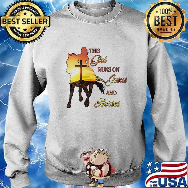 This girl runs on jesus and horses sunset s Sweater