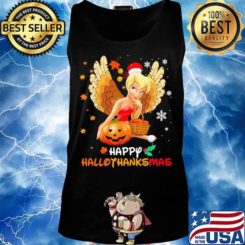 Tinkerbell happy hallothanksmas halloween thanksgiving christmas s Tank top