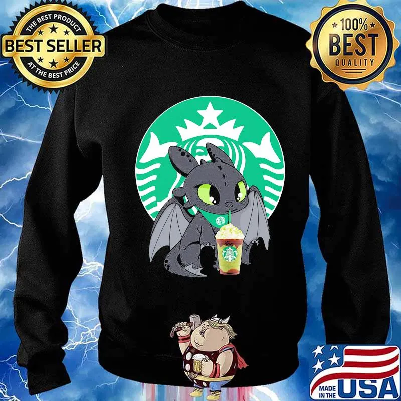 Toothless drinking starbucks coffee logo s Sweater