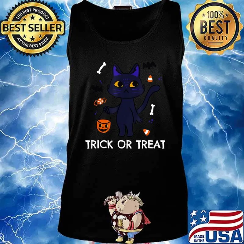 Trick or treat black cat design for car lovers halloween T-Shirt Tank top