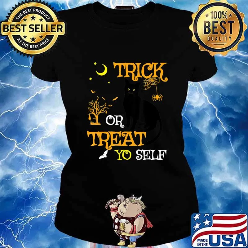 Trick or treat cats Trick or treat yo self halloween design T-Shirt Ladies tee