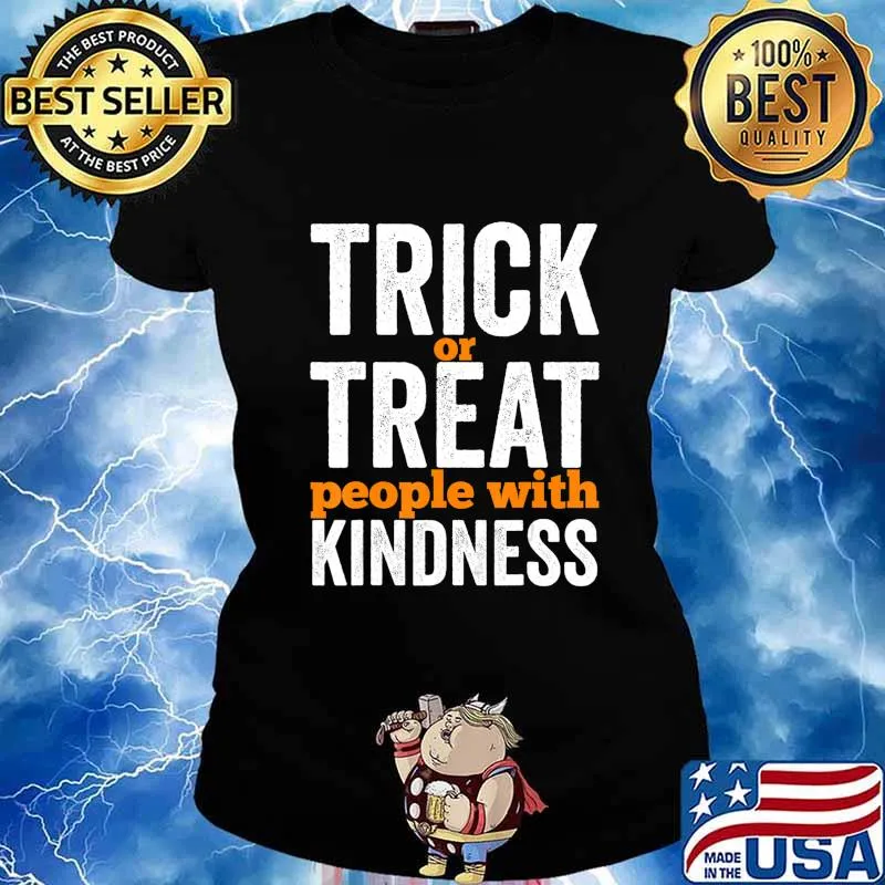 Trick Or Treat People With Kindness Halloween Teacher T-Shirt Ladies tee