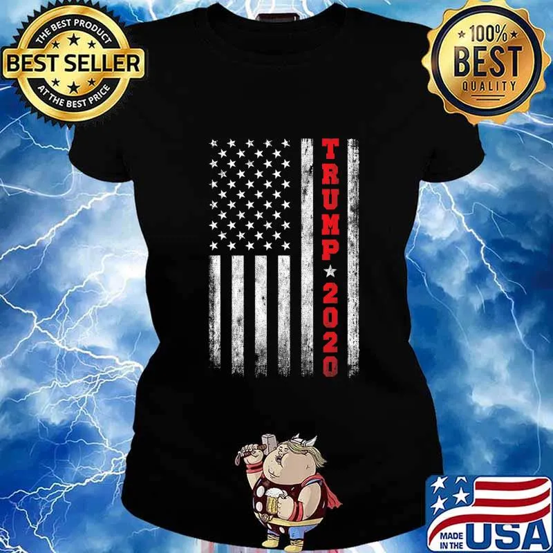 Trump 2020 American Flag Vintage T-Shirt Ladies tee