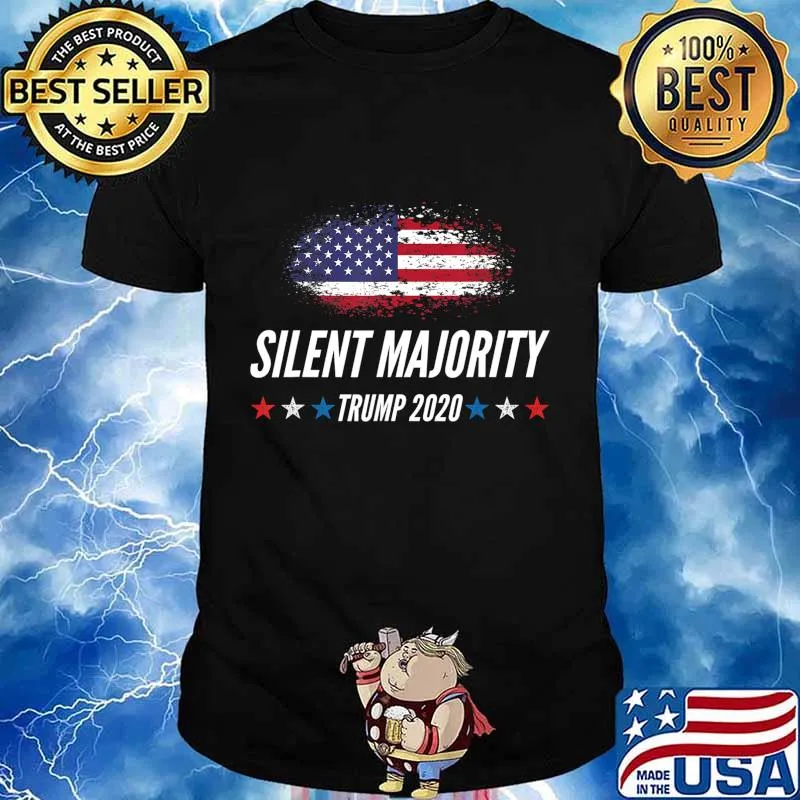 Trump 2020 Vintage American Flag Silent Majority Shirt T-Shirt