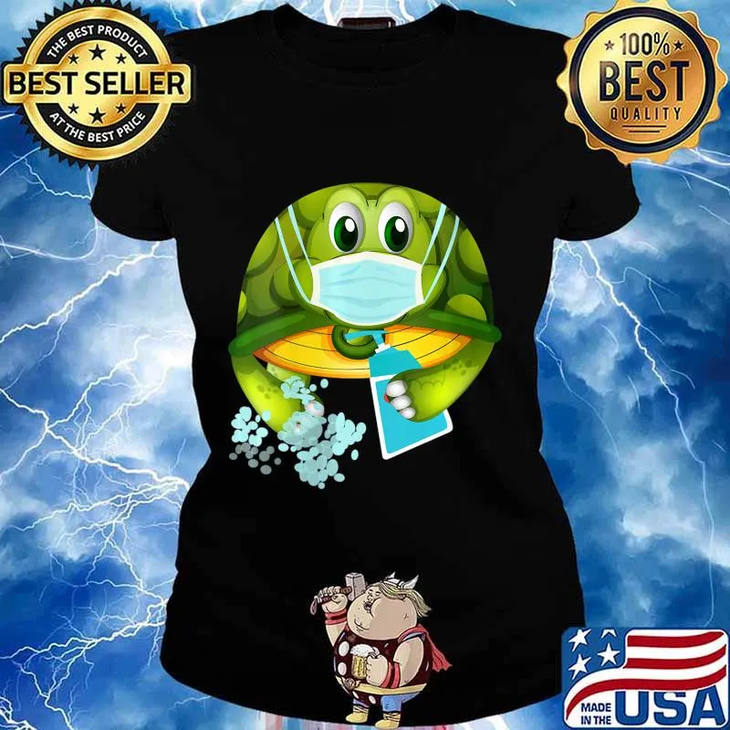 Turtle Wearing A Face Mask Shirt Ladies tee