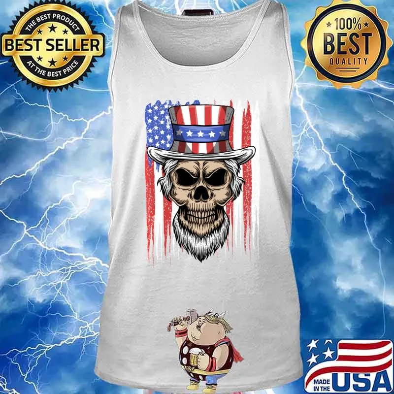 Uncle Skull 4th of July American Flag Patriotic Skull Sam Shirt Tank top