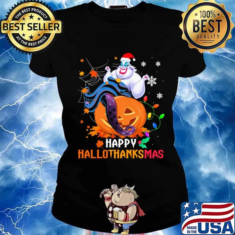 Ursula happy hallothanksmas halloween thanksgiving christmas s Ladies tee