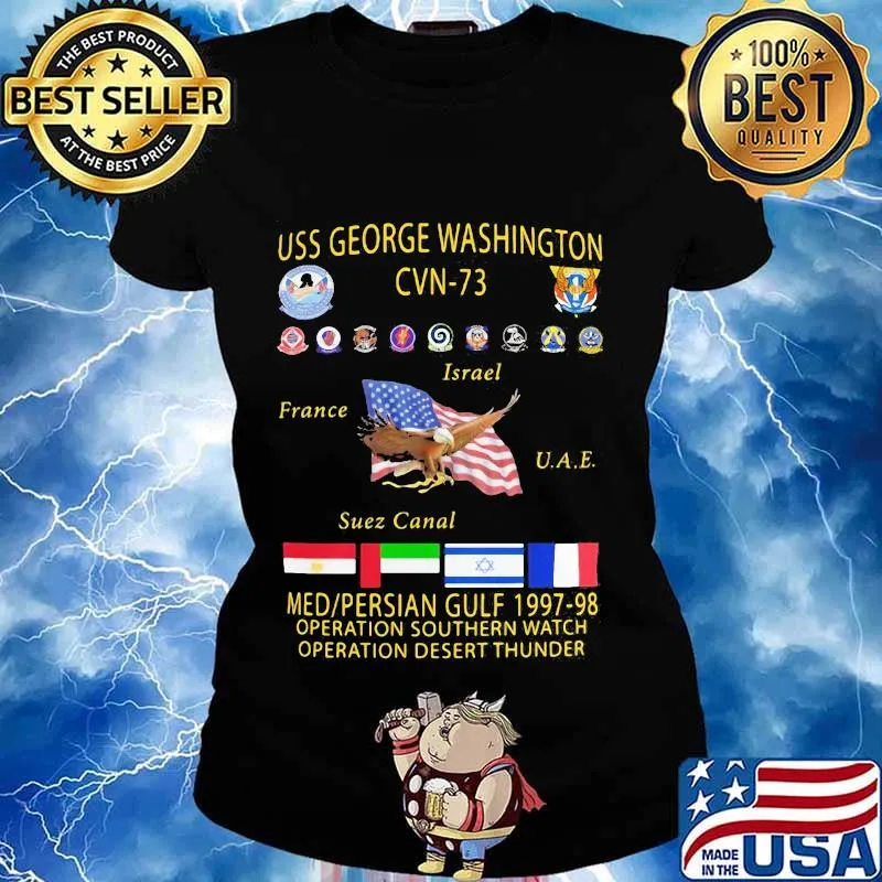 Uss george washington (cvn-73) 1997-98 operation southern watch american flag s Ladies tee
