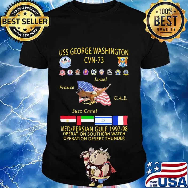 Uss george washington (cvn-73) 1997-98 operation southern watch american flag shirt