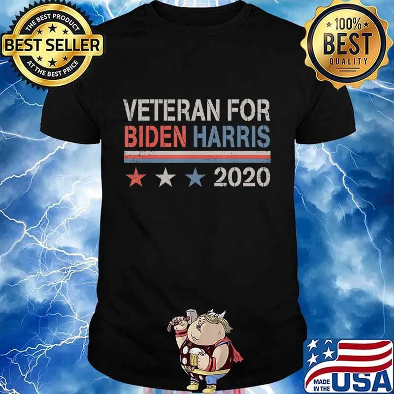 Veterans for Biden Harris 2020 USA Flag Vintage Retro Gift T-Shirt