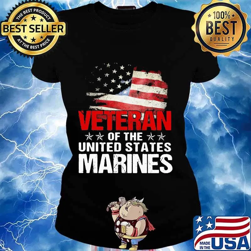 Veterans of the united states marines american flag stars s Ladies tee