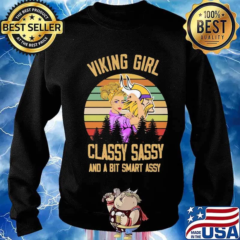 Viking girl classy sassy and a bit smart assy vintage retro s Sweater