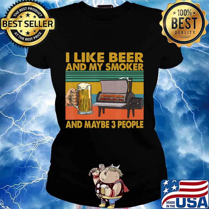 Vintage Retro I Like Beer My Smoker Funny Beer Lover Gifts T-Shirt Ladies tee