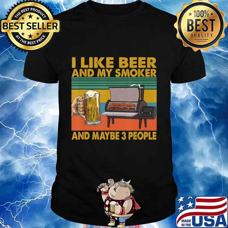 Vintage Retro I Like Beer My Smoker Funny Beer Lover Gifts T-Shirt
