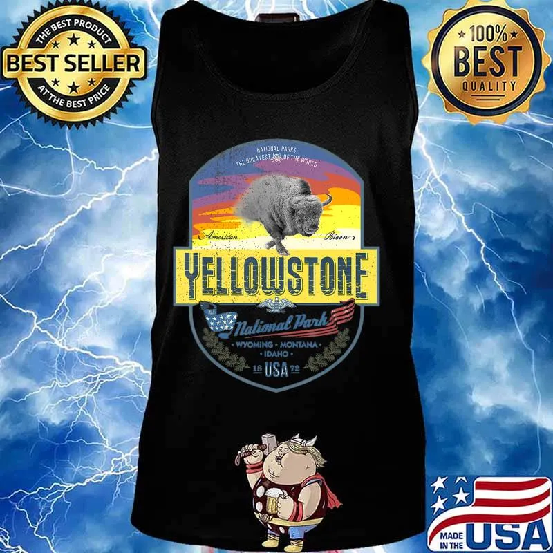 Vintage Retro US Bison Buffalo Yellowstone National Park T-Shirt Tank top