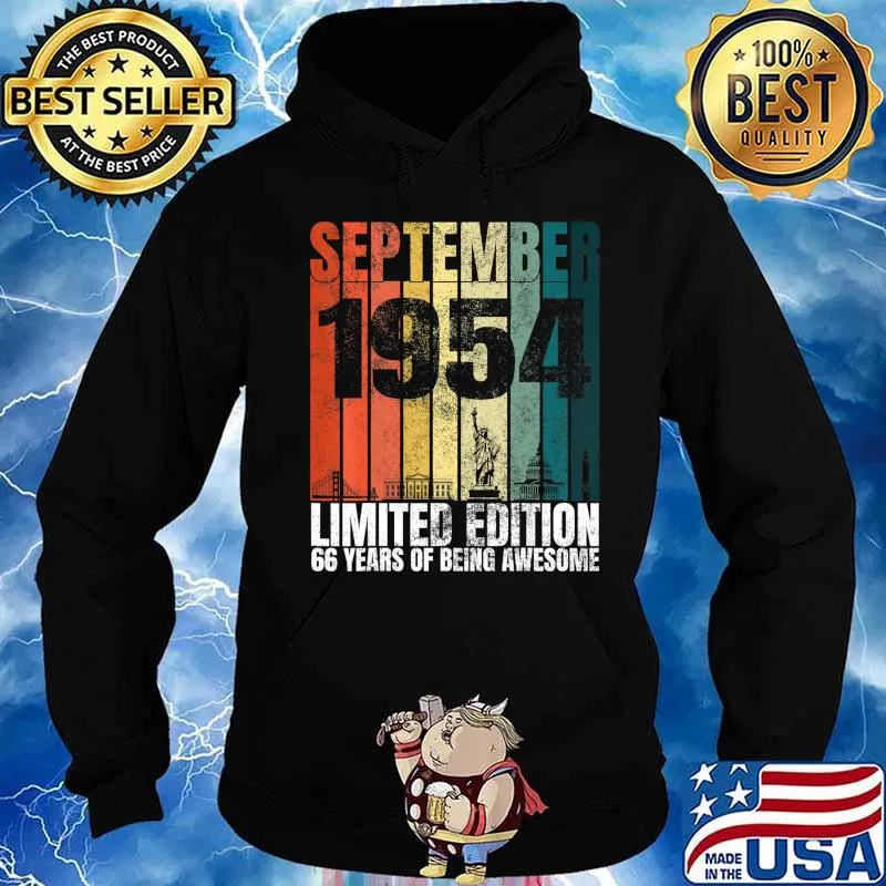 Vintage September 1954 Bday Gifts 66 Years Old 66th Birthday T-Shirt Hoodie