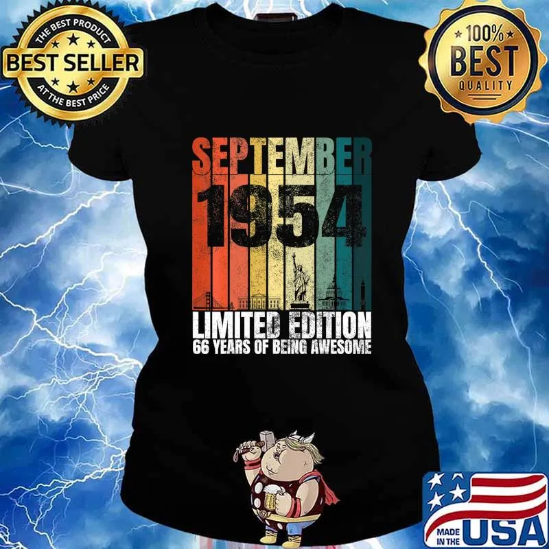 Vintage September 1954 Bday Gifts 66 Years Old 66th Birthday T-Shirt Ladies tee