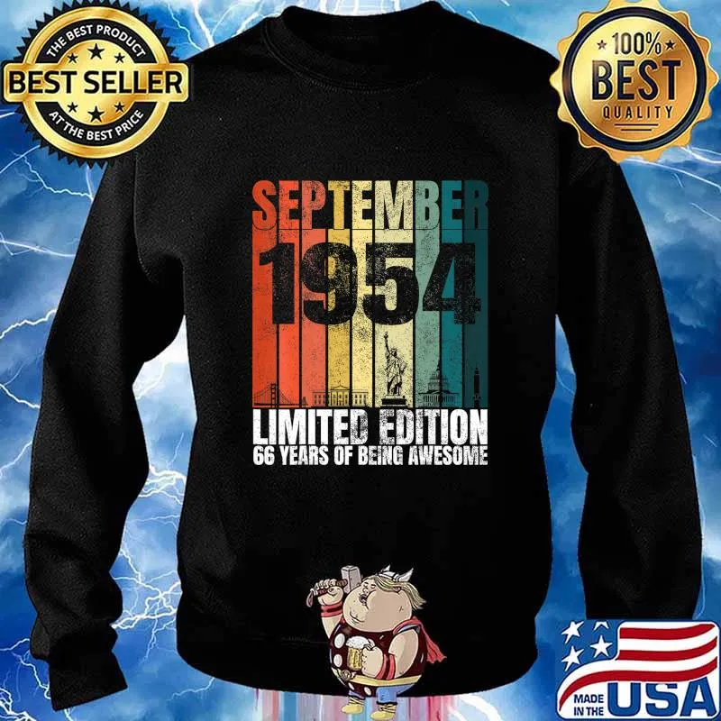 Vintage September 1954 Bday Gifts 66 Years Old 66th Birthday T-Shirt Sweater