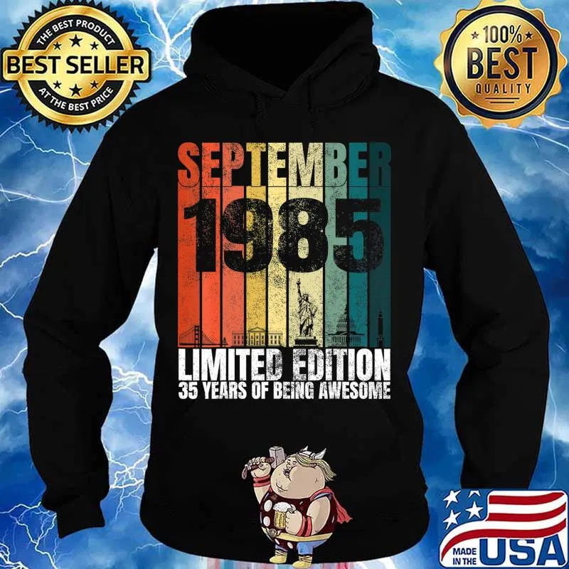 Vintage September 1985 Bday Gifts 35 Years Old 35th Birthday T-Shirt Hoodie