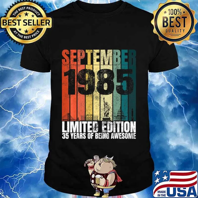 Vintage September 1985 Bday Gifts 35 Years Old 35th Birthday T-Shirt
