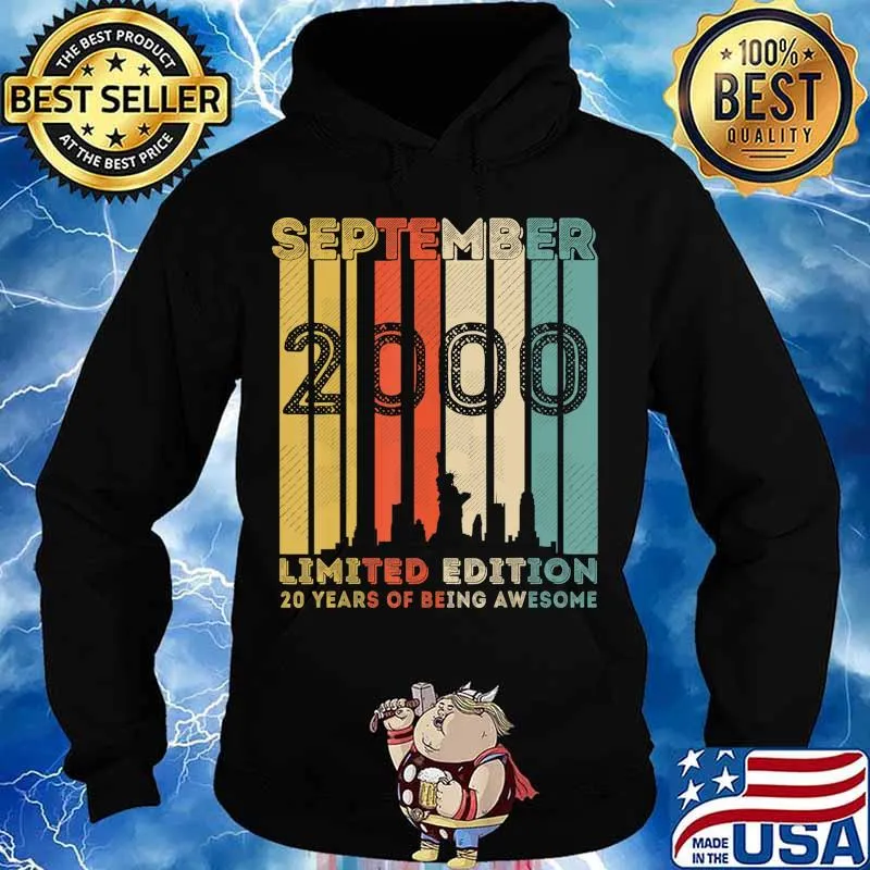 Vintage September 2000 Design 20 Year Old 20th Birthday Gift T-Shirt Hoodie
