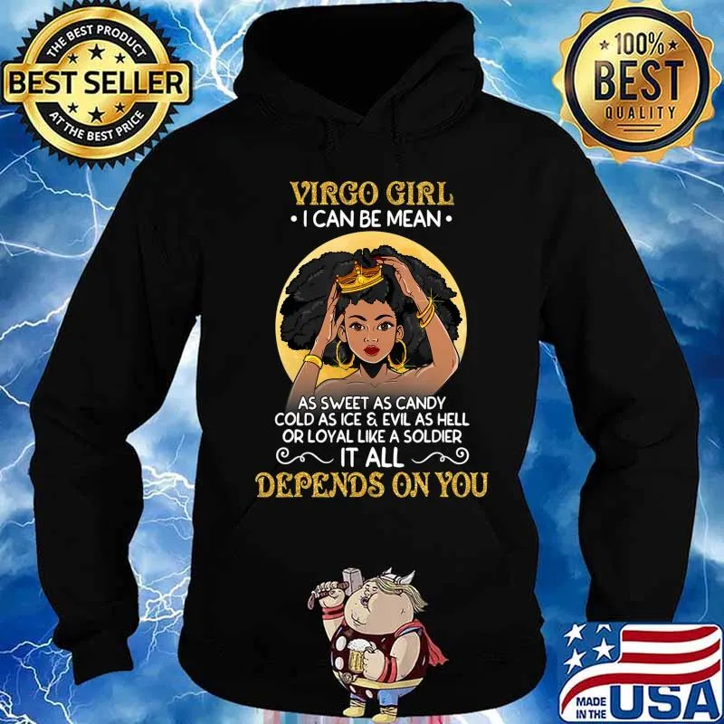 Virgo Girls Black Queen August September Birthday Gifts T-Shirt Hoodie