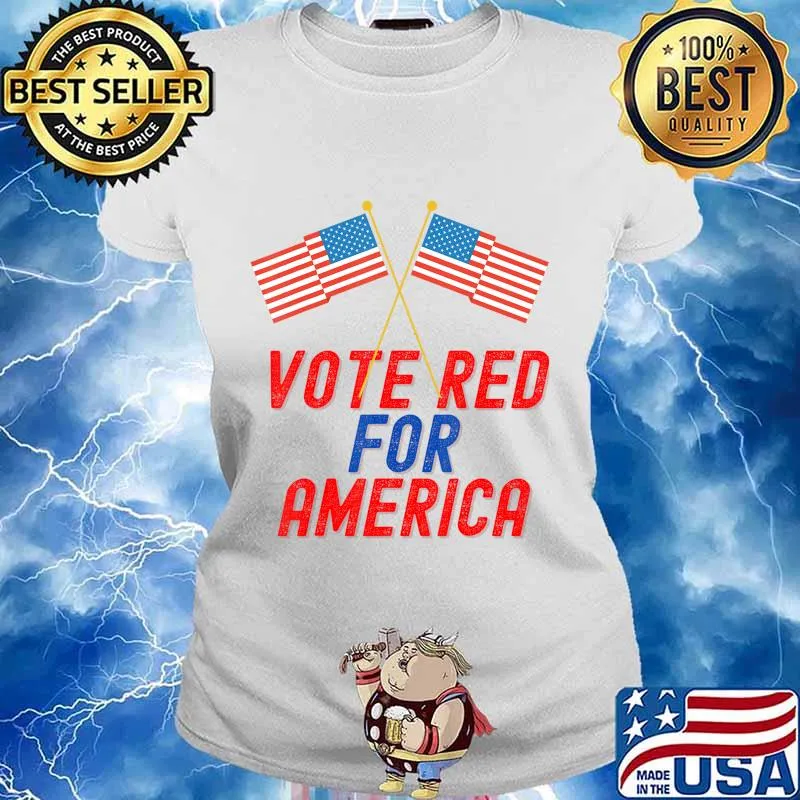 Vote Red For America Trump American flag T-Shirt Ladies tee
