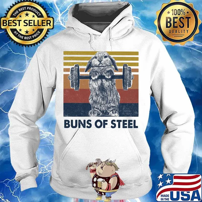 Weightlifting rabbit buns of steel vintage retro s Hoodie
