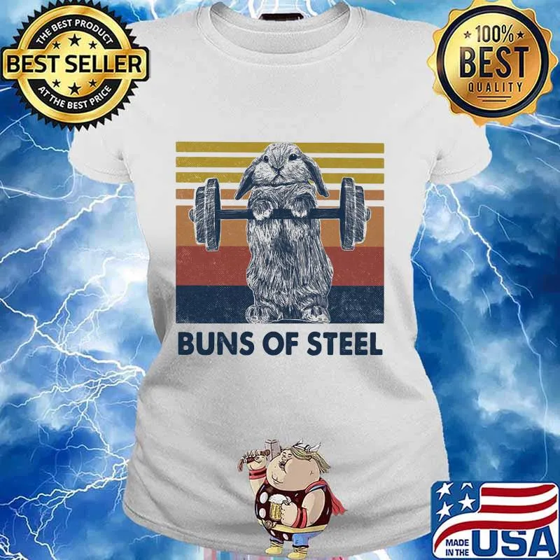 Weightlifting rabbit buns of steel vintage retro s Ladies tee