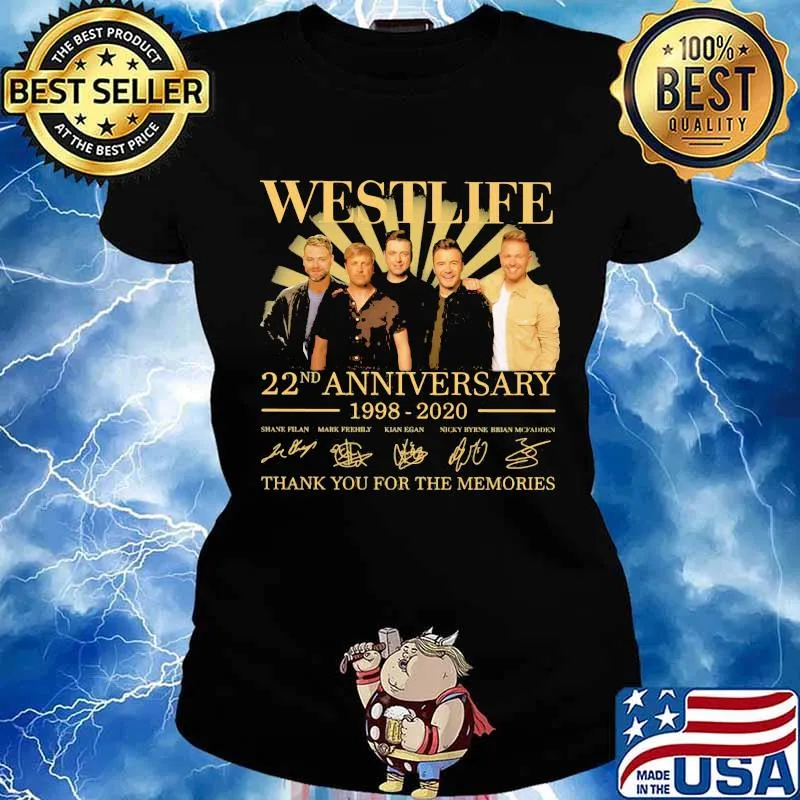 Westlife 22nd anniversary 1998 2020 thank for the memories signatures s Ladies tee