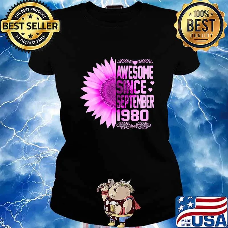 Womens Awesome Since September 1980 40th Bday Gift 40 Years Old T-Shirt Ladies tee