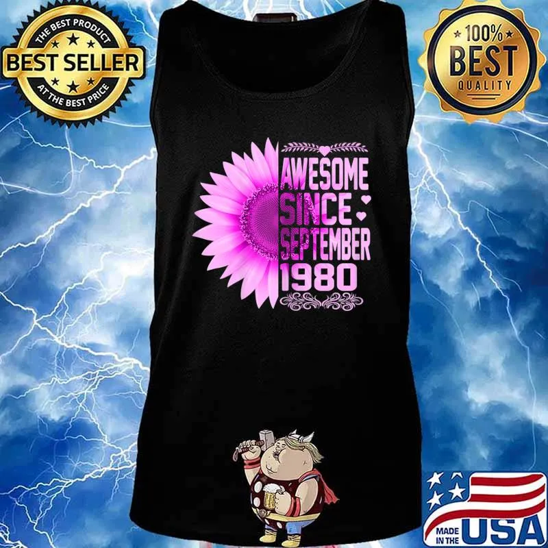 Womens Awesome Since September 1980 40th Bday Gift 40 Years Old T-Shirt Tank top
