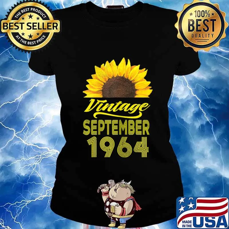 Womens Birthday Gift Sunflower Vintage September 1964 56 Birthday T-Shirt Ladies tee