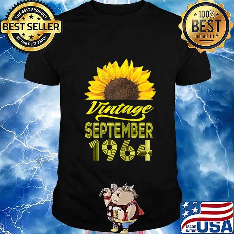 Womens Birthday Gift Sunflower Vintage September 1964 56 Birthday T-Shirt