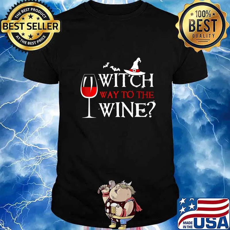 Womens Halloween Drinking Shirt Witch Way To The Wine T-Shirt